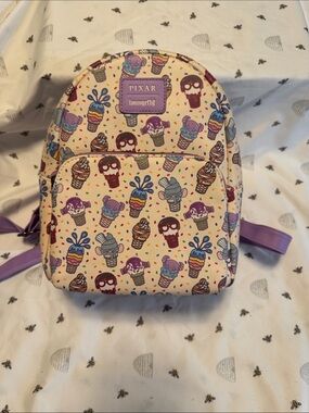 Loungefly Kids Cream Ice Cream Cone Print Mini Backpack with Purple Accents